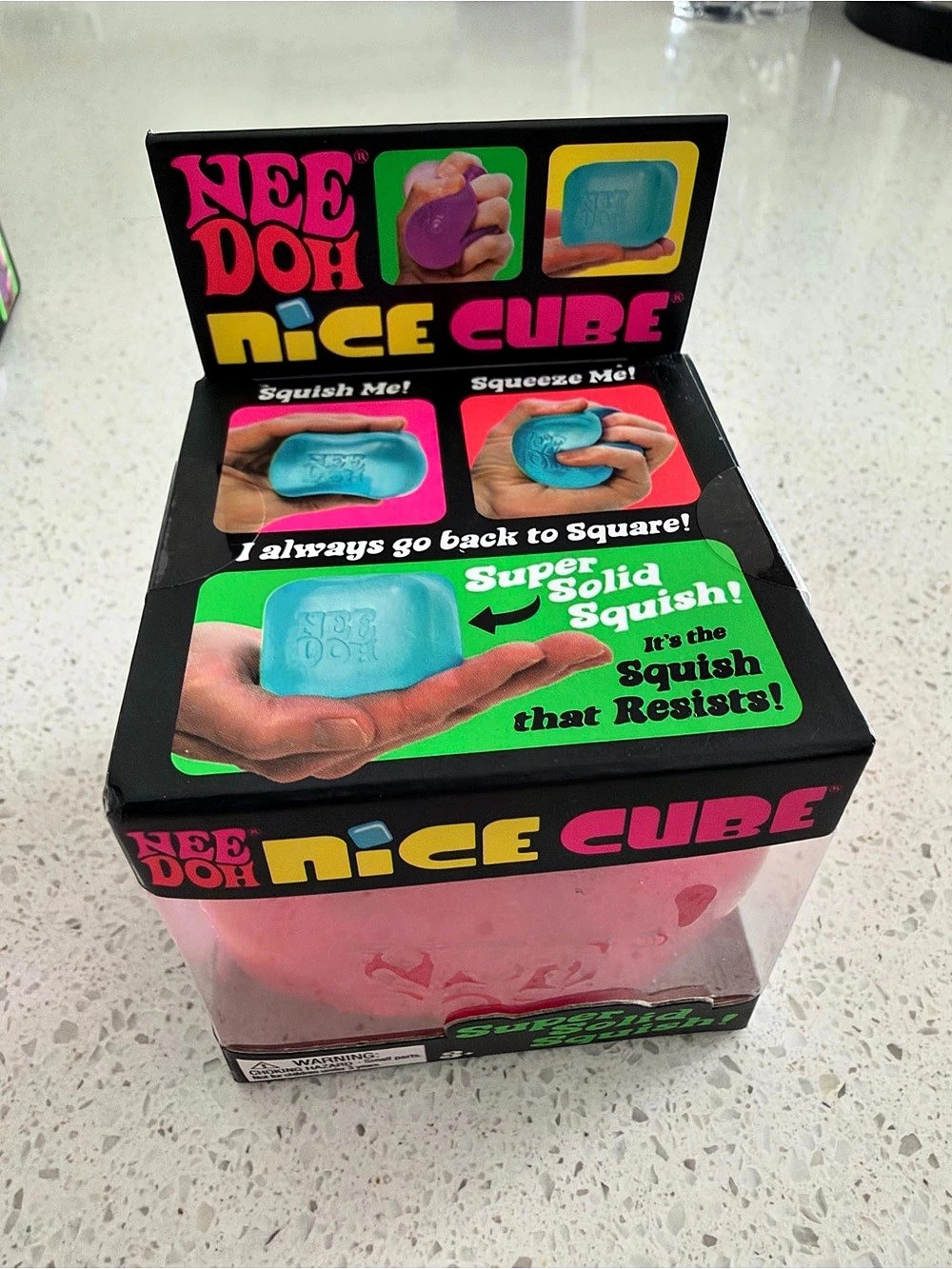 Nee Doh Nice Cube Super Solid Squish Super Solid Squish Toy pink color needoh